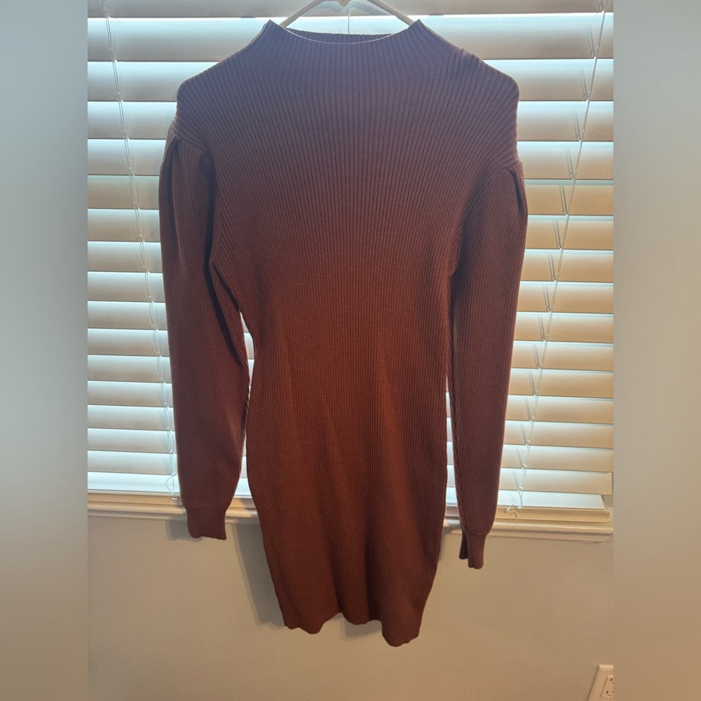 Brown Ribbed Knit Dress (M)